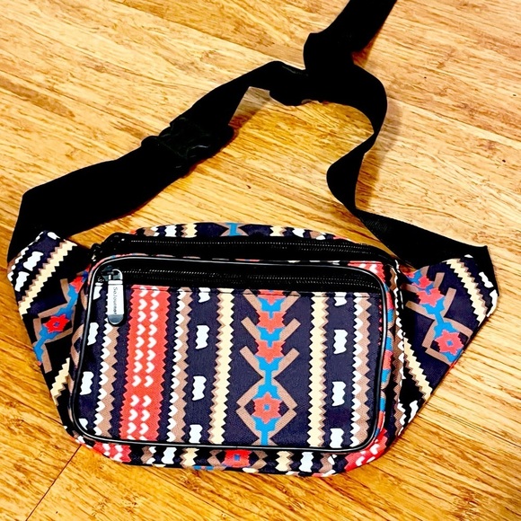 Sojourner Handbags - Like New! Sojourner Boho Tribal Aztec Red, Black, Blue, Brown Waist Pack OS